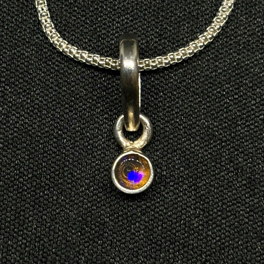 Natural Minimalist Blue Splatter Lightning Ridge Opal Necklace